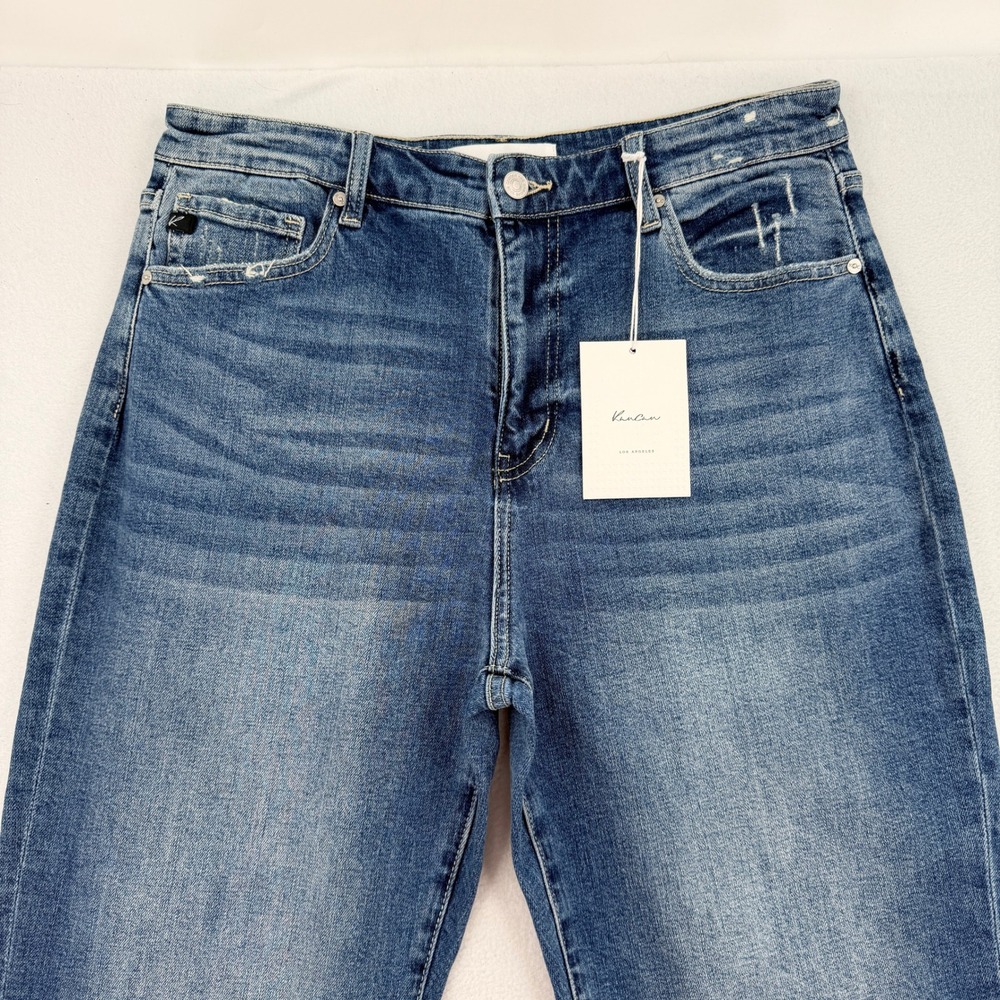 KanCan High Rise Straight Leg Cuffed Hem Distressed Jeans Women 10 Baggy NEW - Picture 3 of 9